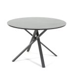 Table ronde 110 cm avec pieds en mtal et plateau effet granit