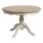 Table ronde 2 allonges en fibres de particules blanc