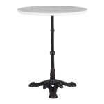 Table ronde bistrot m�tal noir et plateau marbre blanc 60x60x71cm