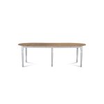 Table ronde en bois 6 pieds tournés d105 + 3 rallonges bois blanc Table ronde en bois 6 pieds tournés d105 + 3 rallonges bois blanc