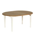 Table ronde en chêne 1 rallonge 4 / 6 couverts blanche Table ronde en chêne 1 rallonge 4 / 6 couverts blanche