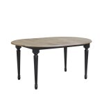 Table ronde en chêne 1 rallonge 4 / 6 couverts noire Table ronde en chêne 1 rallonge 4 / 6 couverts noire