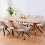 Table ronde extensible 10 places avec 3 rallonges marron