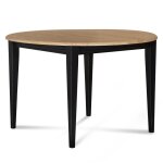Table ronde extensible bois d105 avec 1 allonge et pieds fuseau
