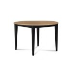 Table ronde extensible bois d105 avec 1 allonge et pieds fuseau noir Table ronde extensible bois d105 avec 1 allonge et pieds fuseau noir
