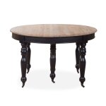 Table ronde extensible en bois massif noir 12 personnes Table ronde extensible en bois massif noir 12 personnes