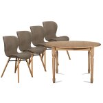 Table ronde extensible pieds tourn�s d105 + 4 chaises tissu