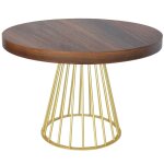 Table ronde extensible soare bois noisette pieds or Table ronde extensible soare bois noisette pieds or