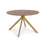 Table ronde en manguier et pied laqu laiton l120
