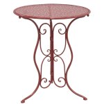 Table ronde en mtal rouge