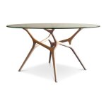 Table ronde en verre et frêne beige 8 pl Table ronde en verre et frêne beige 8 pl