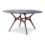 Table ronde en verre et frêne brun 8 pl Table ronde en verre et frêne brun 8 pl