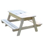 Table sable en bois avec bancs et couvercle