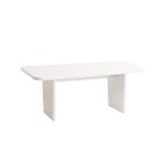 Table de salle  manger en bois laqu brillant blanc cass 160x80cm