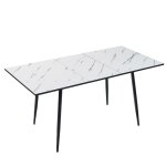 Table de salle  manger extensible blanche effet marbre 120 - 160