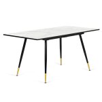 Table de salle à manger extensible blanche effet marbre Table de salle à manger extensible blanche effet marbre