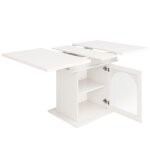 Table de salle  manger extensible blanche avec rangement