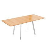 Table de salle à manger extensible effet bois et pieds chromés Table de salle à manger extensible effet bois et pieds chromés