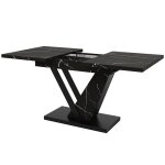 Table de salle à manger extensible effet marble noir pieds Table de salle à manger extensible effet marble noir pieds