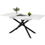 Table de salle à manger extensible effet marbre blanc (120 - 160 cm) Table de salle à manger extensible effet marbre blanc (120 - 160 cm)