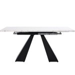 Table de salle à manger extensible effet marbre blanc Table de salle à manger extensible effet marbre blanc
