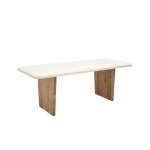 Table de salle à manger en microciment blanc cassé et vieilli 200x75cm Table de salle à manger en microciment blanc cassé et vieilli 200x75cm