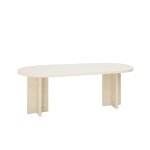 Table de salle à manger ovale en microciment blanc cassé 180x75cm Table de salle à manger ovale en microciment blanc cassé 180x75cm