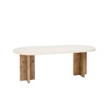Table de salle à manger ovale en microciment blanc cassé 180x75cm Table de salle à manger ovale en microciment blanc cassé 180x75cm
