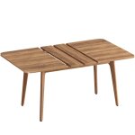Table de salle à manger plateau extensible design épuré marron miel Table de salle à manger plateau extensible design épuré marron miel