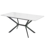 Table de salle à manger rectangulaire extensible blanche pieds noirs Table de salle à manger rectangulaire extensible blanche pieds noirs
