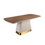 Table de salle à manger rectangulaire en noyer et bois beige Table de salle à manger rectangulaire en noyer et bois beige