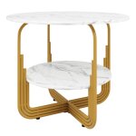 Table de salle  manger ronde chic dor avec effet marbre blanc