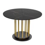 Table de salle  manger ronde design marbre noir