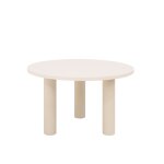 Table de salle � manger ronde en microciment teinte blanc cass� 120cm