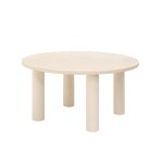 Table de salle � manger ronde en microciment teinte blanc cass� 160cm