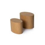Table de salon gigogne ovale - décor bois (lot de 2) Table de salon gigogne ovale - décor bois (lot de 2)