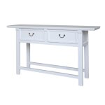 Table de service desserte en bois de pin recycl� blanc 150 x 40 x 85cm