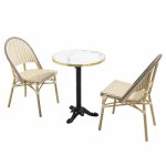 Table de terrasse 60cm inclinable marbre blanc et 2 chaises gris
