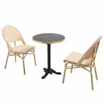 Table de terrasse 60cm inclinable marbre noir et 2 chaises rouge