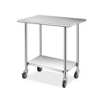 Table de travail cuisine avec 2 �tageres reglable 91, 5 x 61 x 88, 5cm