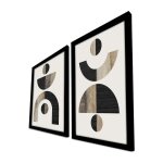 Tableau abstrait gomtrique noir et marbre (set de 2)