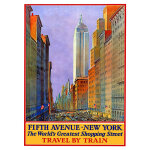 Tableau affiche touristique vintage fifth avenue new york 50x70cm