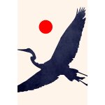 Tableau animaux grue au soleil levant imprim sur toile 30x45 cm
