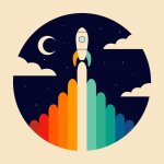 Tableau enfant astro up imprim� sur toile 50x50 cm