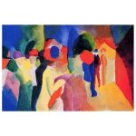 Tableau femme  la veste jaune august macke 60x90cm