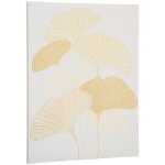 Tableau imprim et peint feuilles ginkgo biloba - dim. 100l x 80l cm
