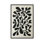 Tableau en lin avec impression 3d feuilles beige et noir 72x52x4 cm