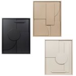 Tableaux noir, beige et cru (x3) 32x40