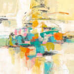 Tableau peinture sur soie imprim sur toile 80x80 cm
