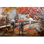 Tableau relief en mtal paris en automne 120x80